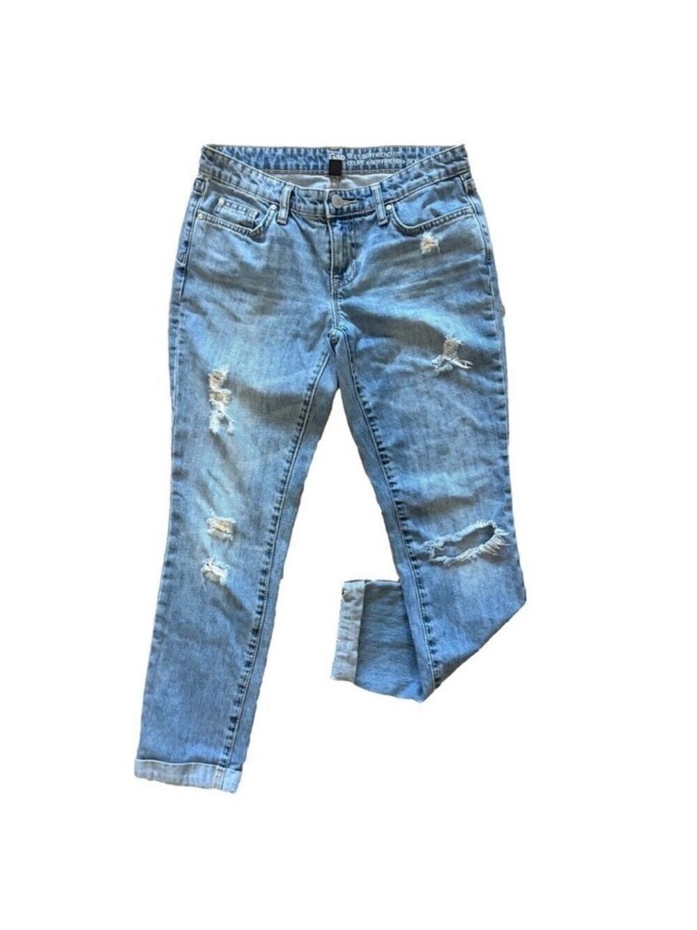 GAP 1969 Boyfriend Jeans Light Wash Distressed Ankle Size 0 25